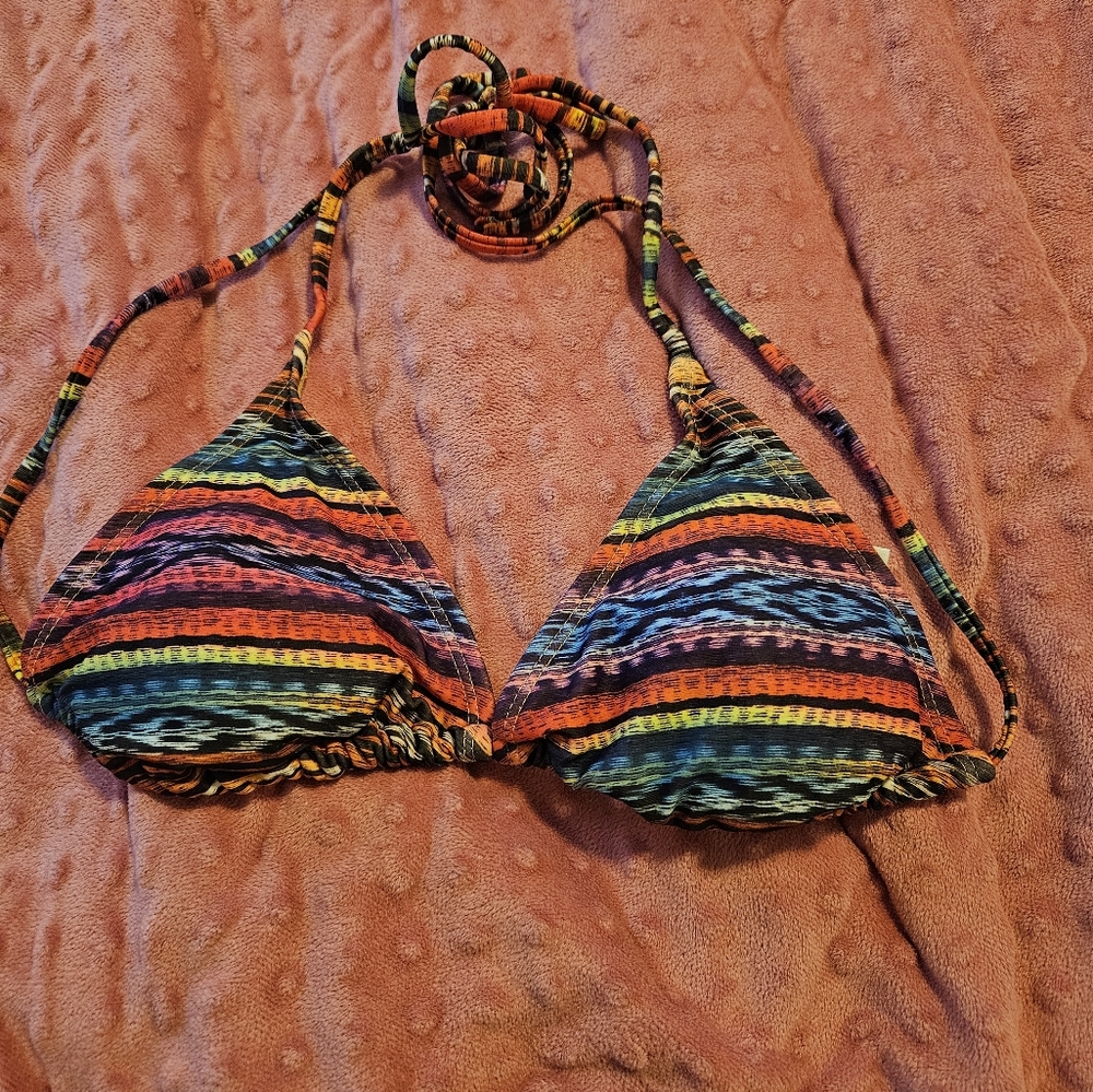 Xhilaration Colorful Striped Bikini Top